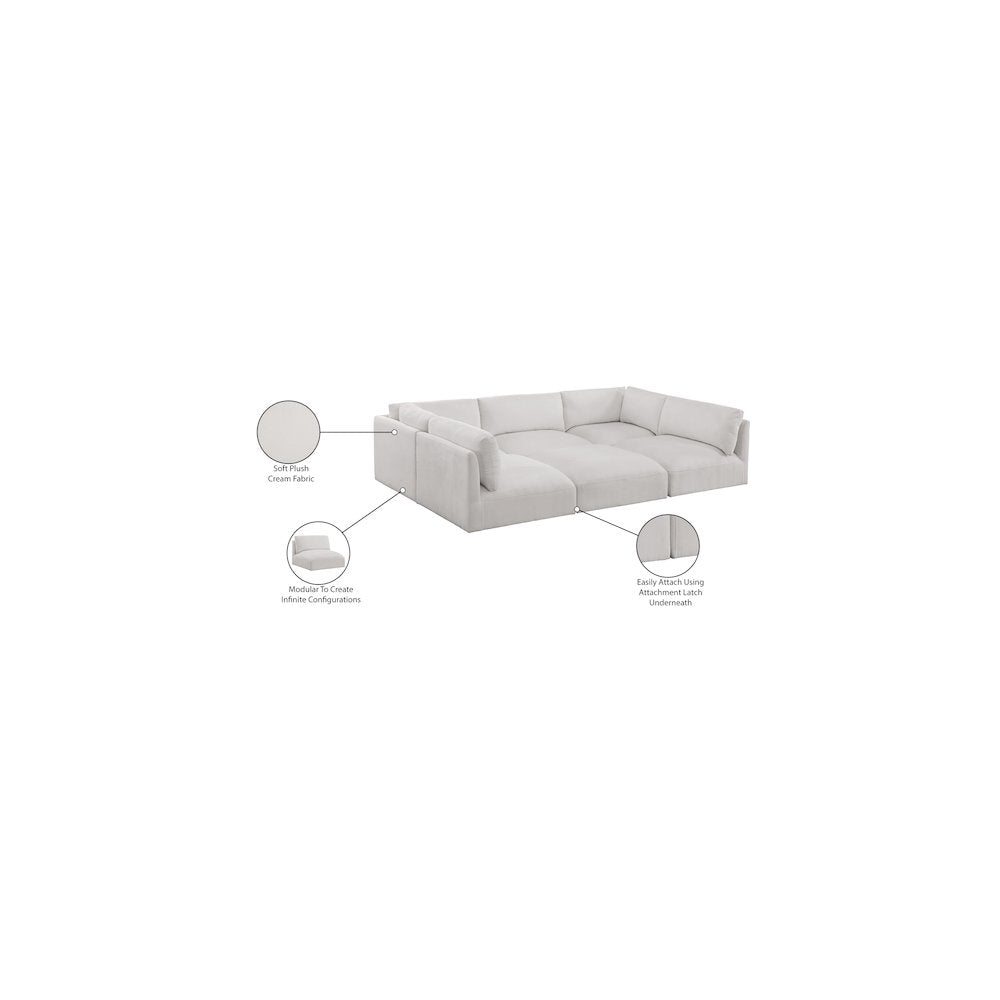 Ease Cream Polyester Fabric Modular Sectional