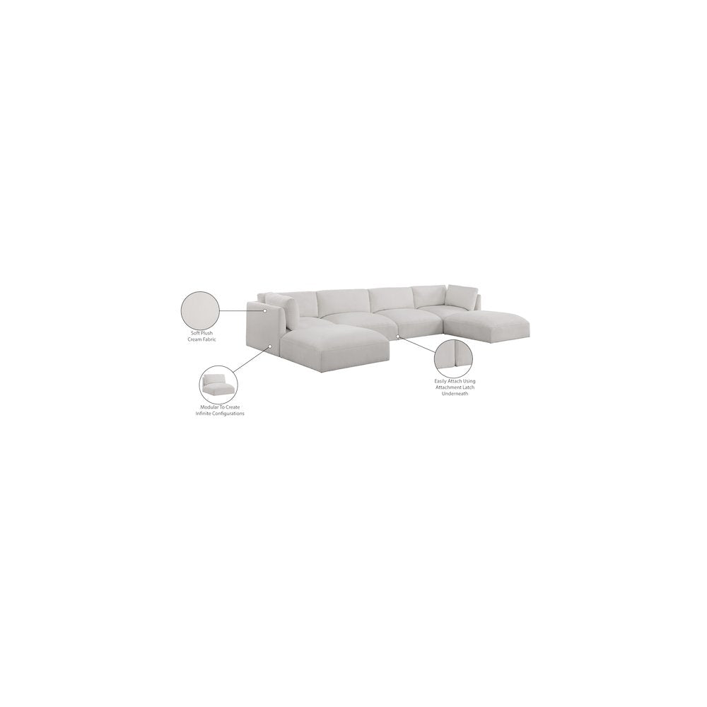 Ease Cream Polyester Fabric Modular Sectional