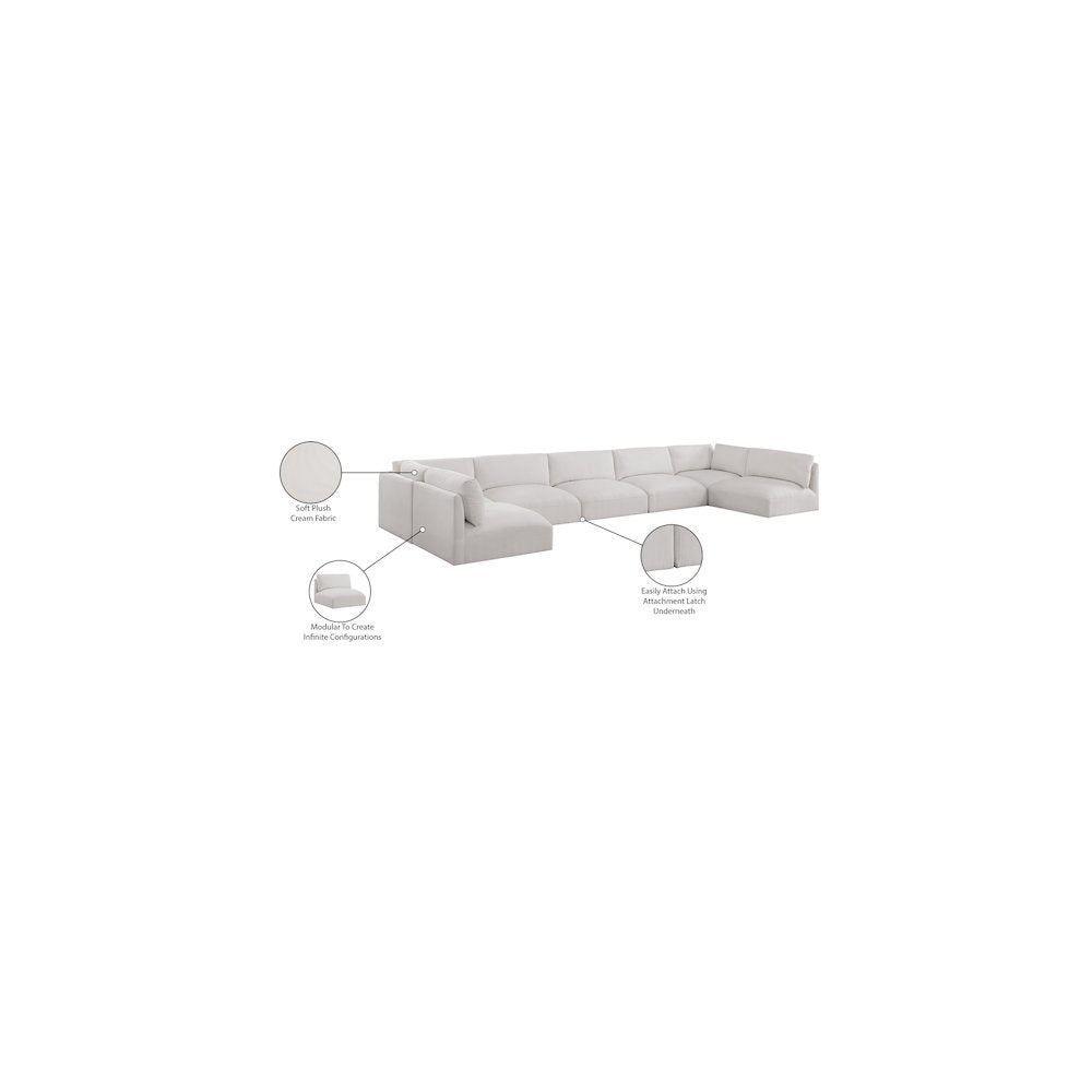 Ease Cream Polyester Fabric Modular Sectional