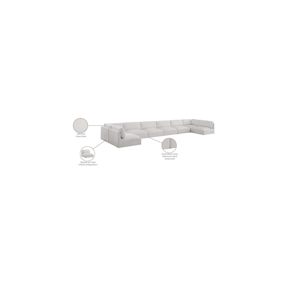 Ease Cream Polyester Fabric Modular Sectional