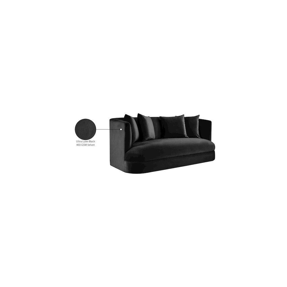 Alder Black Velvet Loveseat