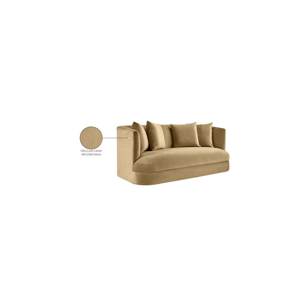 Alder Camel Velvet Loveseat