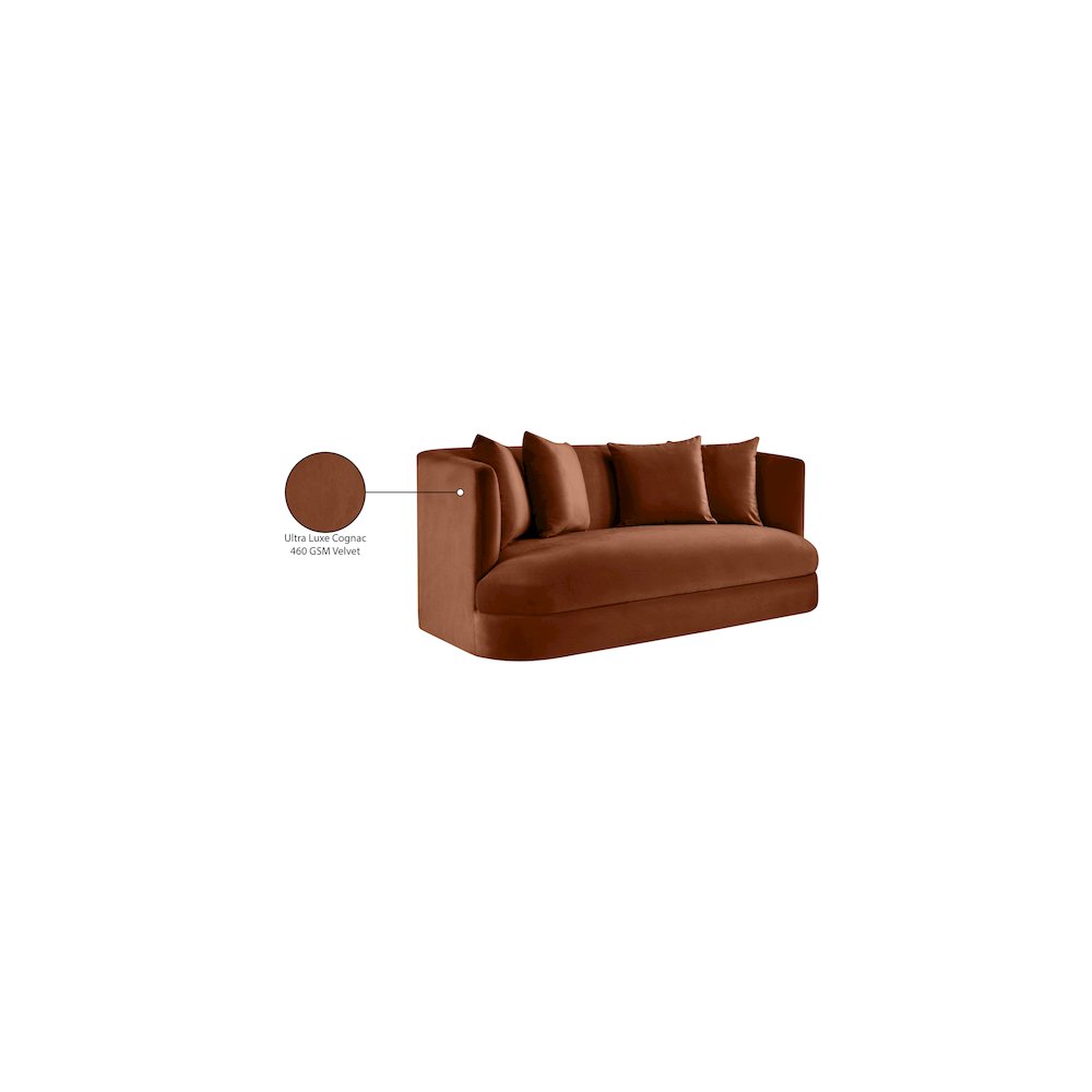 Alder Cognac Velvet Loveseat