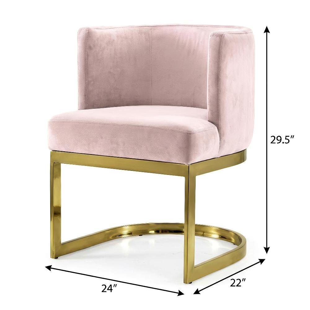 Gold Velvet Dining Chair with Armrests and Contemporary Design, 300 lb Capacity