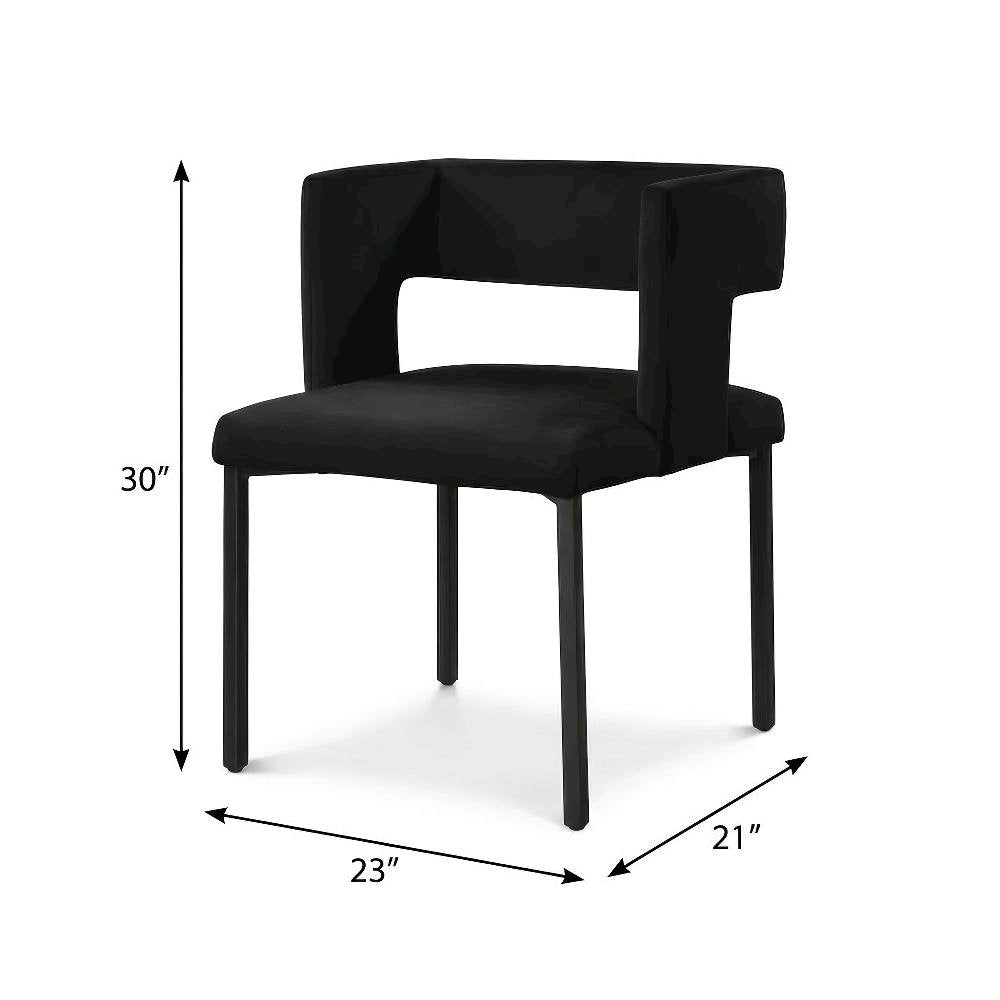 Matte Black Velvet Dining Chairs Set of 2 with Contemporary Style