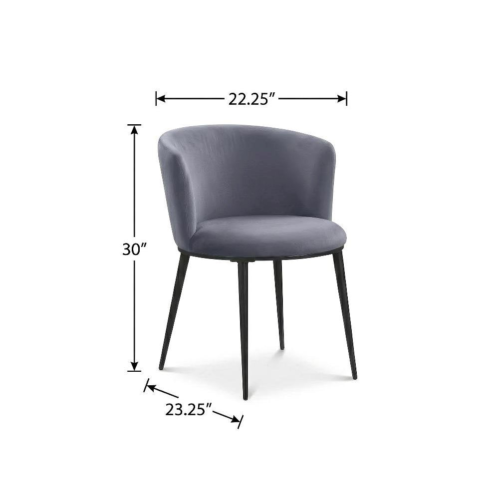 Matte Black Velvet Dining Chairs Set of 2 with Contemporary Design
