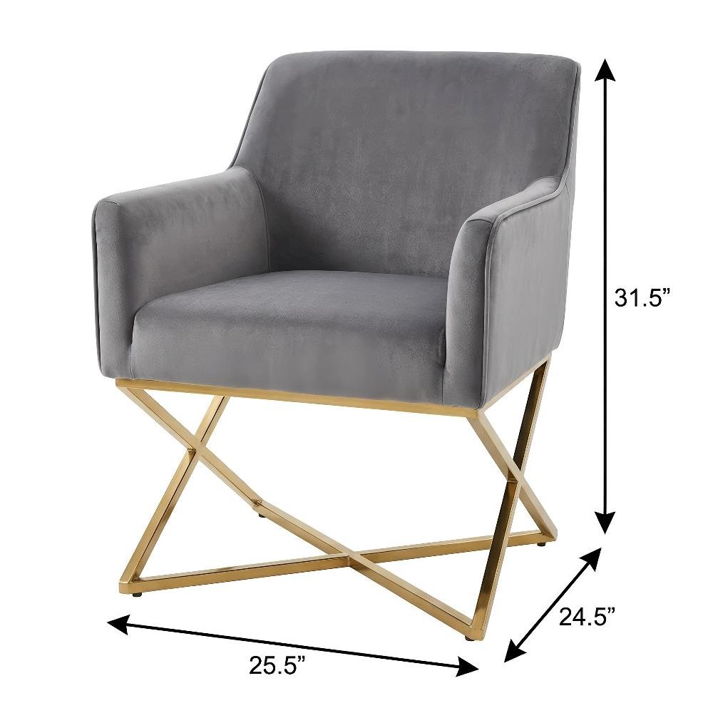 Gold Velvet Dining Chair with Armrests and Contemporary Design SKU