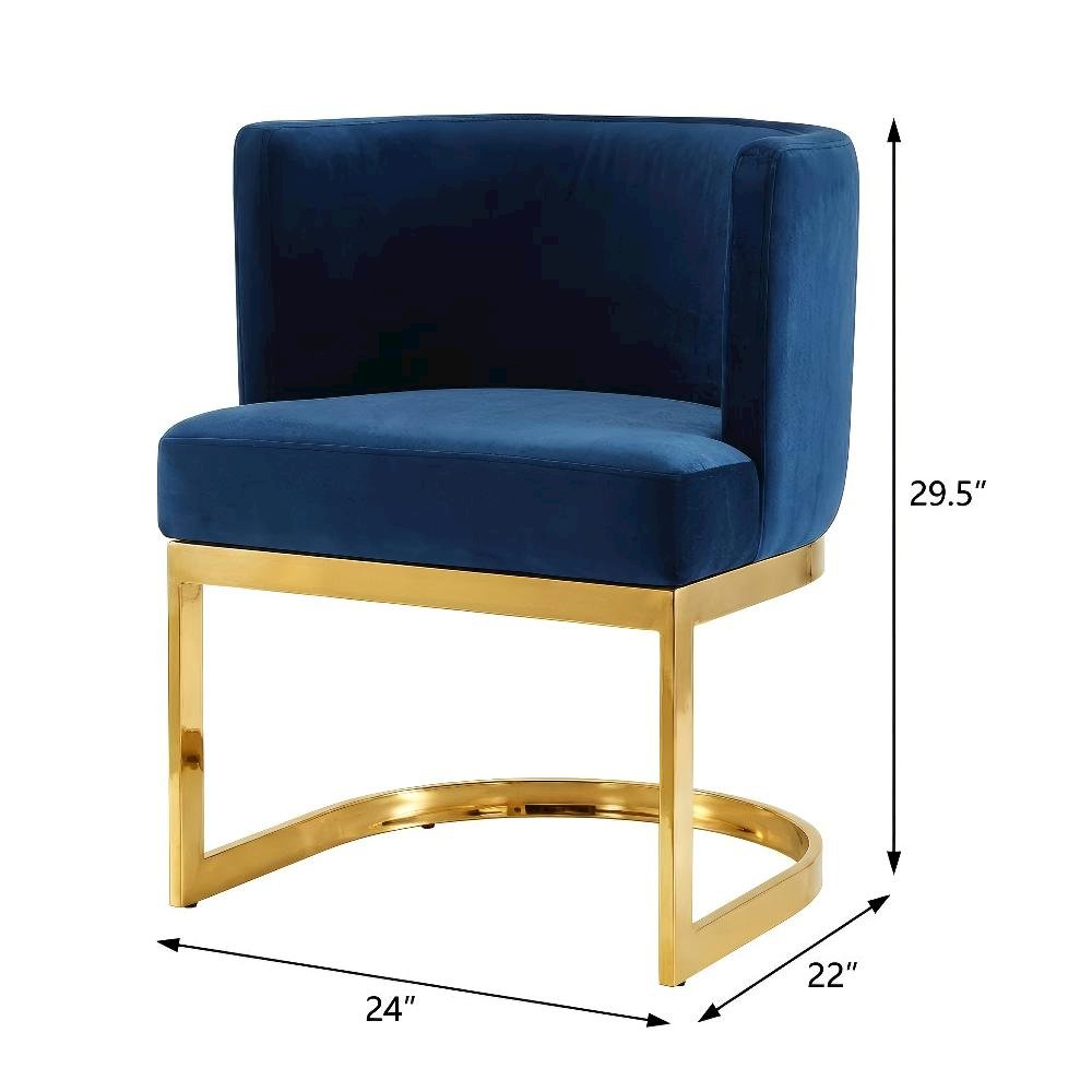 Gold Velvet Dining Chair with Arm Height 29.5 and Contemporary Design