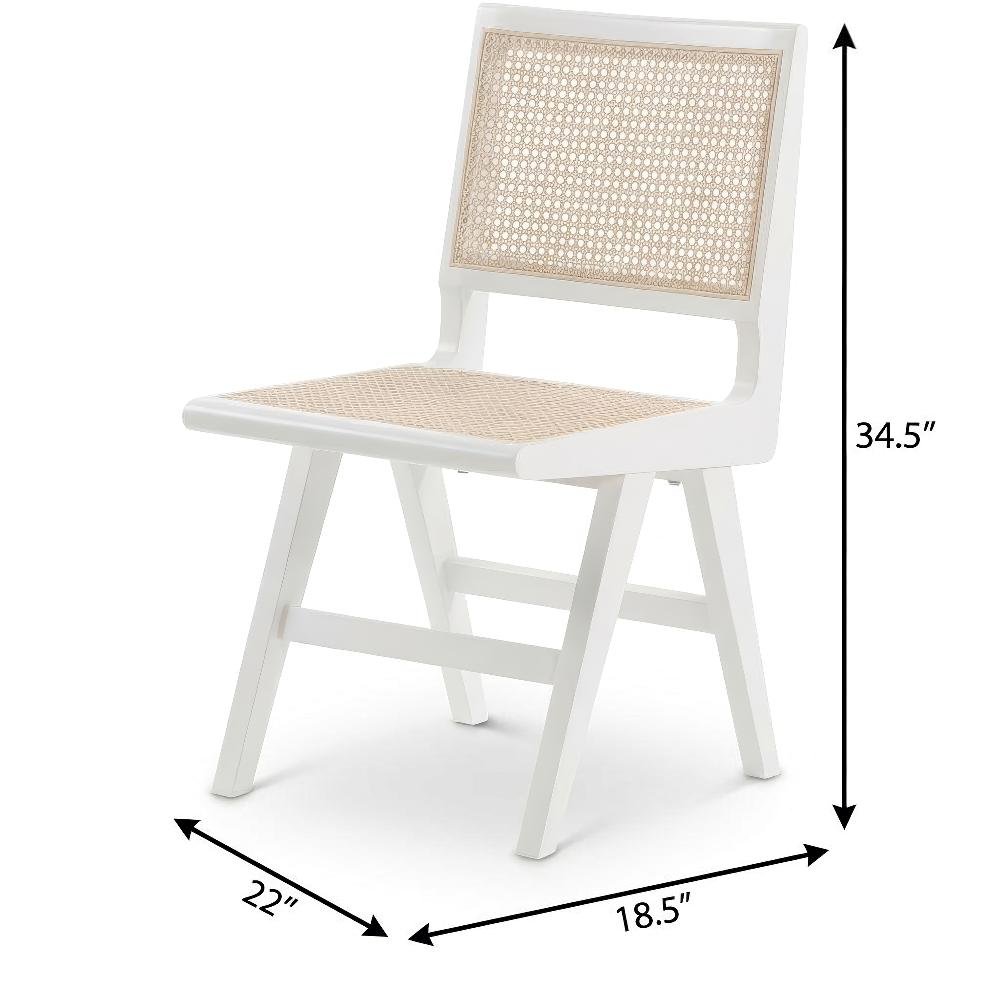 White Wood Dining Side Chairs Set of 2 with Mid-Century Design and Durable Build