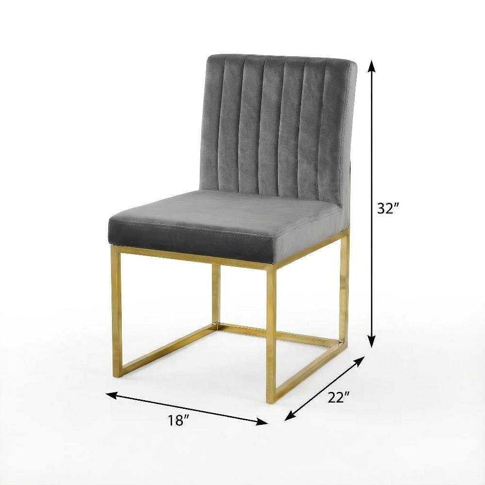 Gold Velvet Dining Chairs Set of 2 with Contemporary Back Support