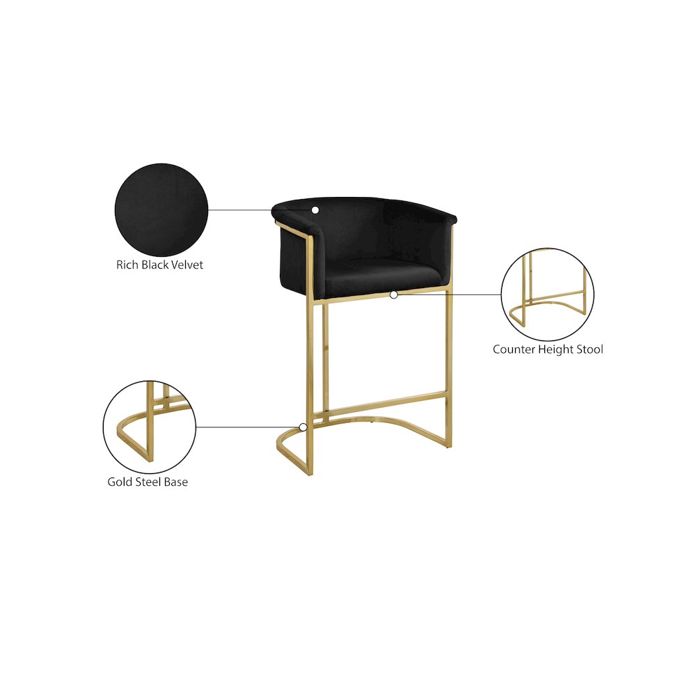 Donatella Black Velvet Stool