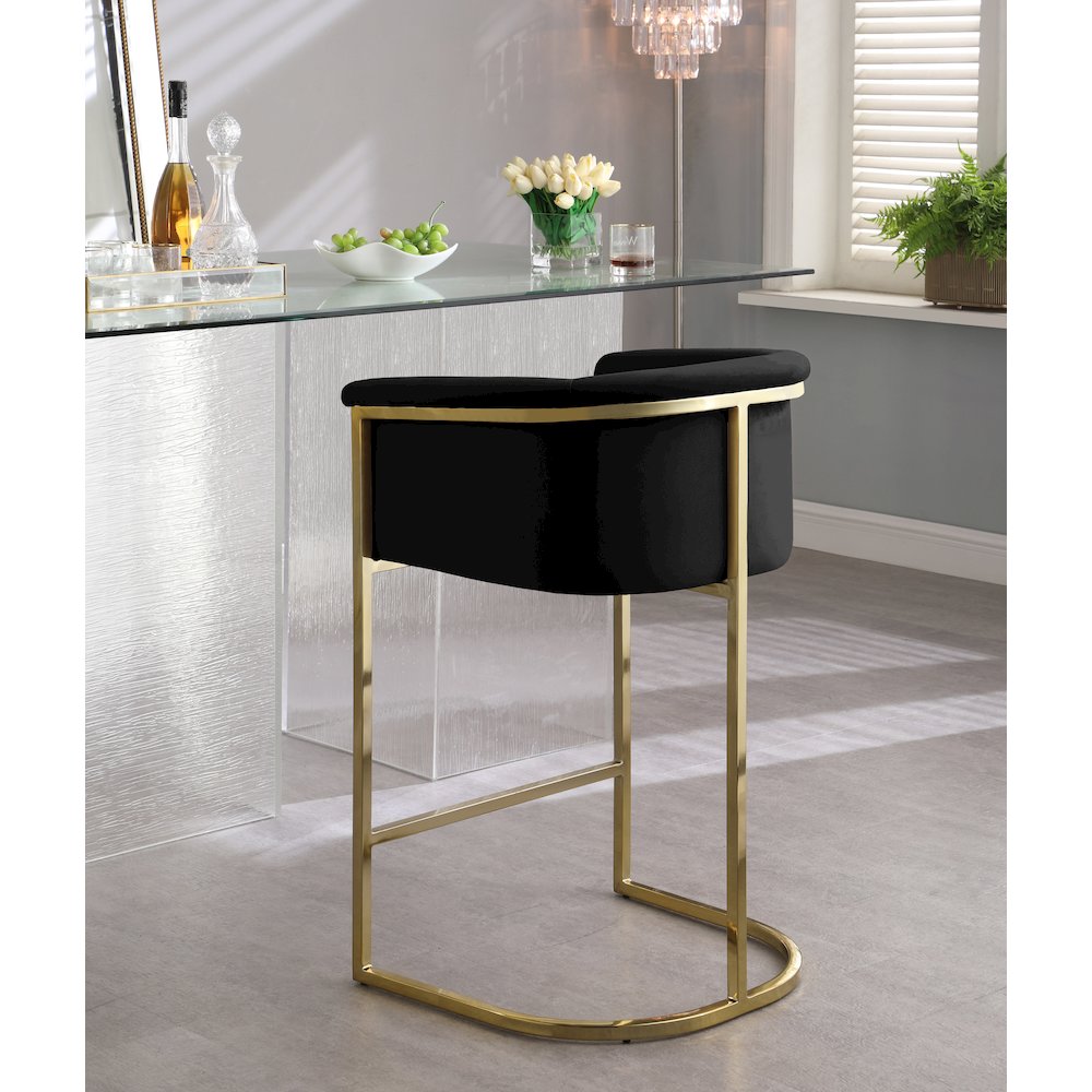 Donatella Black Velvet Stool