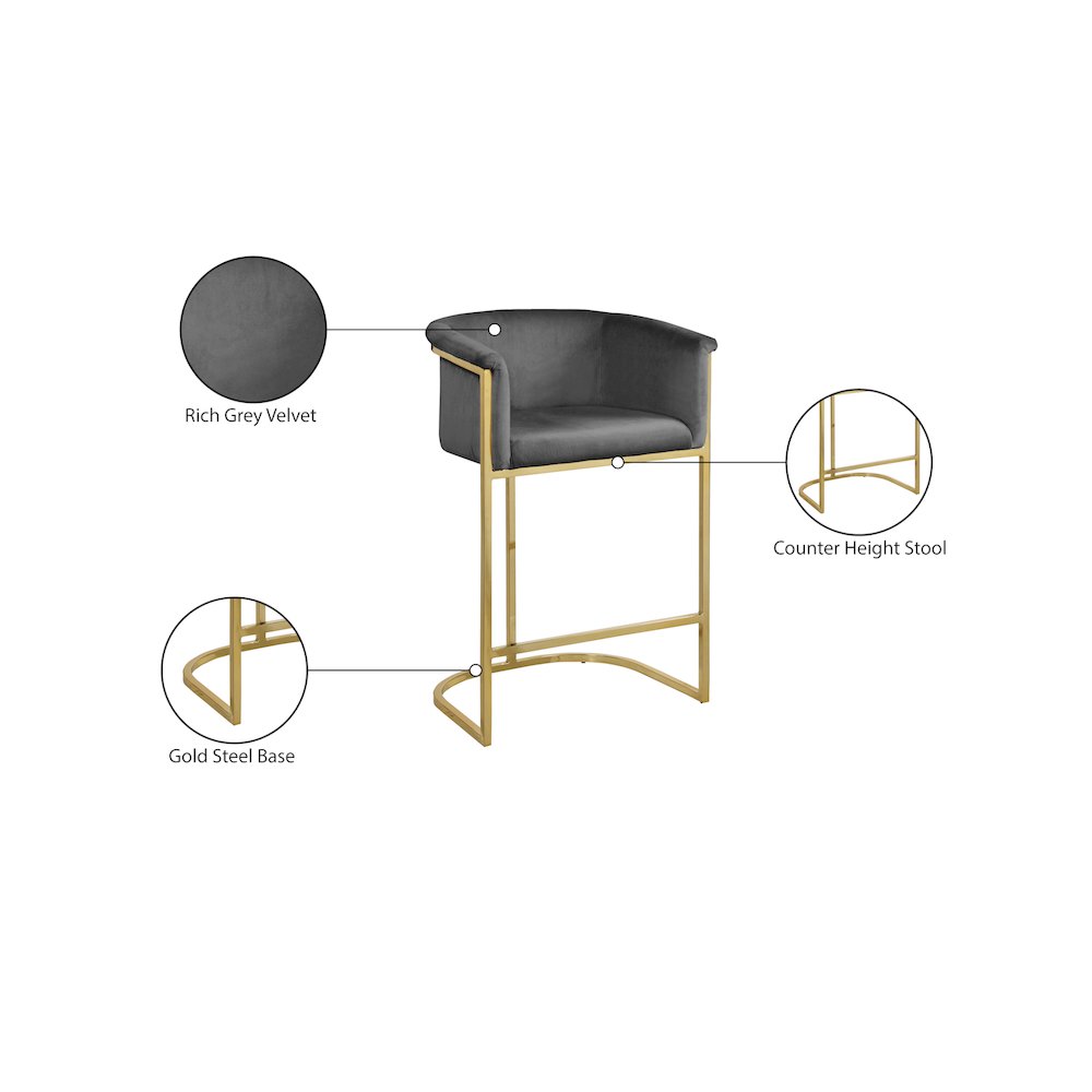 Donatella Grey Velvet Stool