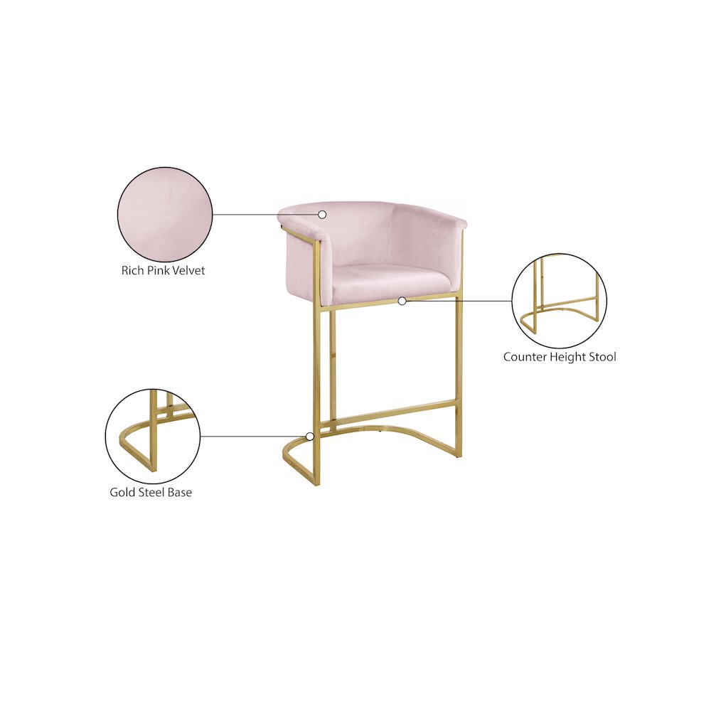 Donatella Pink Velvet Stool
