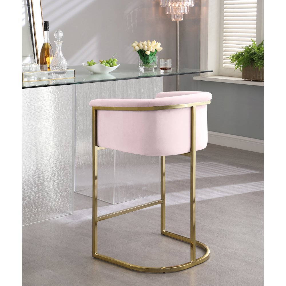 Donatella Pink Velvet Stool