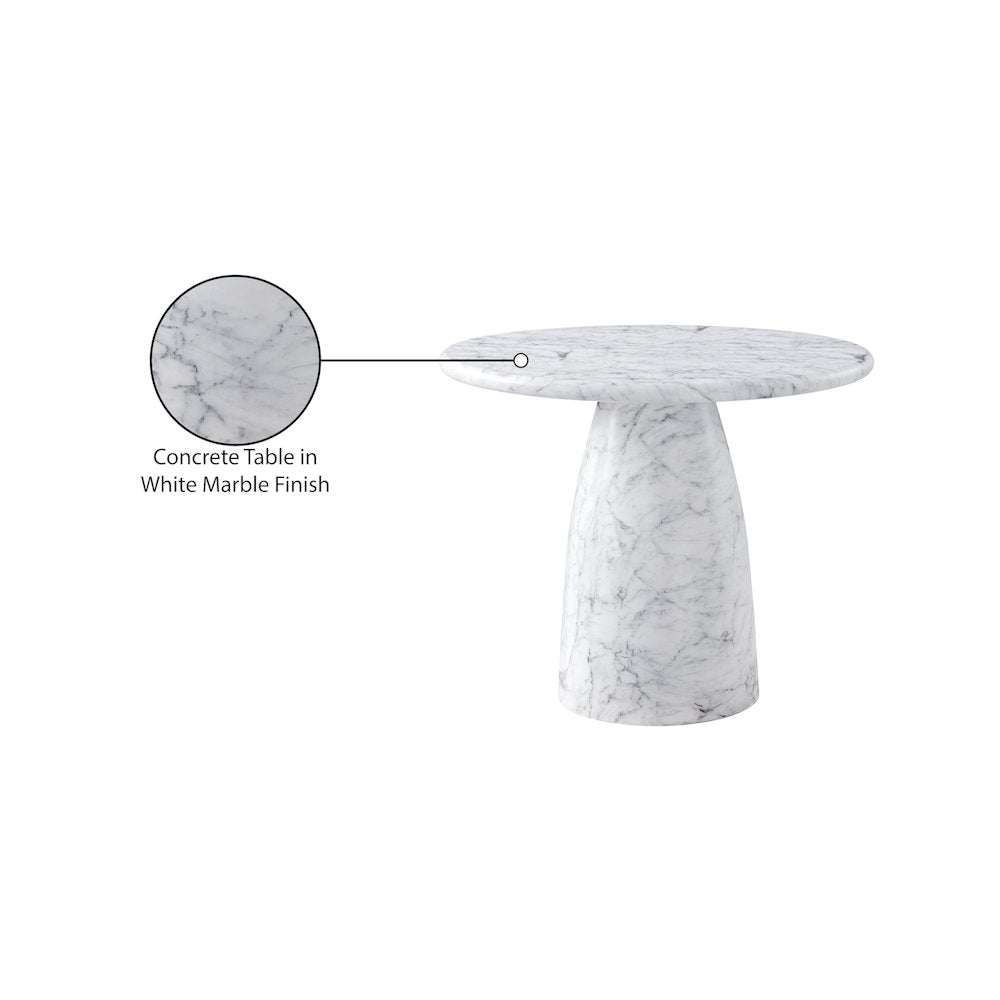 Cosenza White 36" Marble Finish Concrete Dining Table