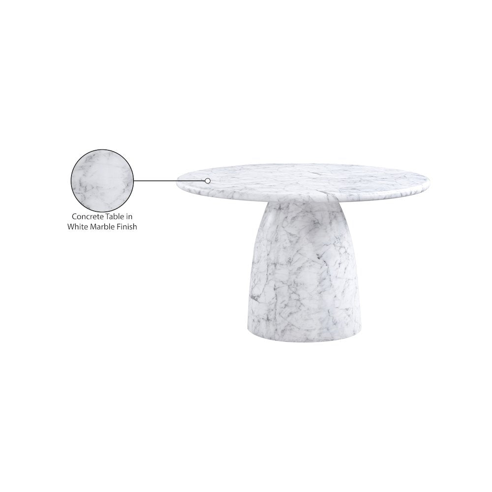 Cosenza White 48.5" Marble Finish Concrete Dining Table