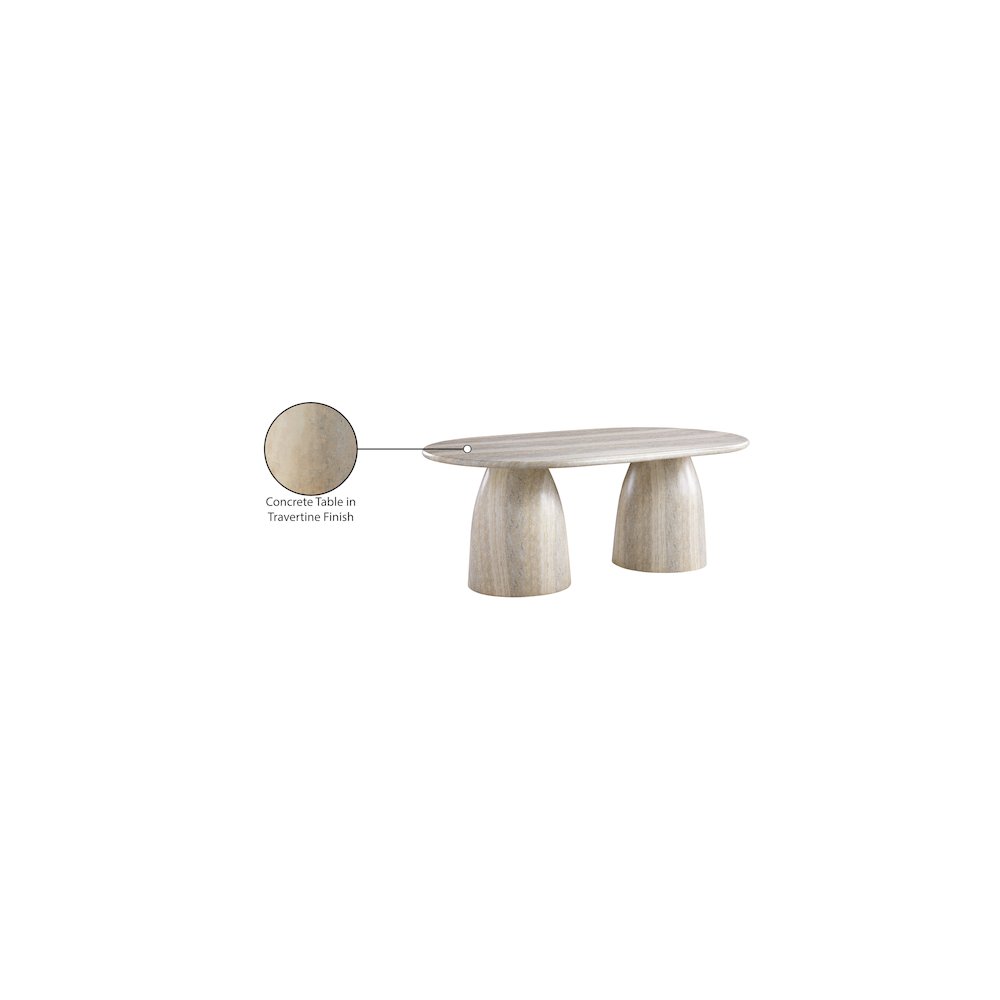 Cosenza Travertine 78" Travertine Finish Concrete Dining Table
