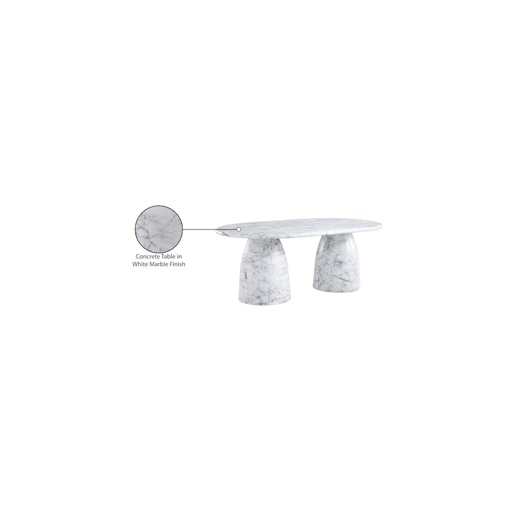 Cosenza White 78" Marble Finish Concrete Dining Table