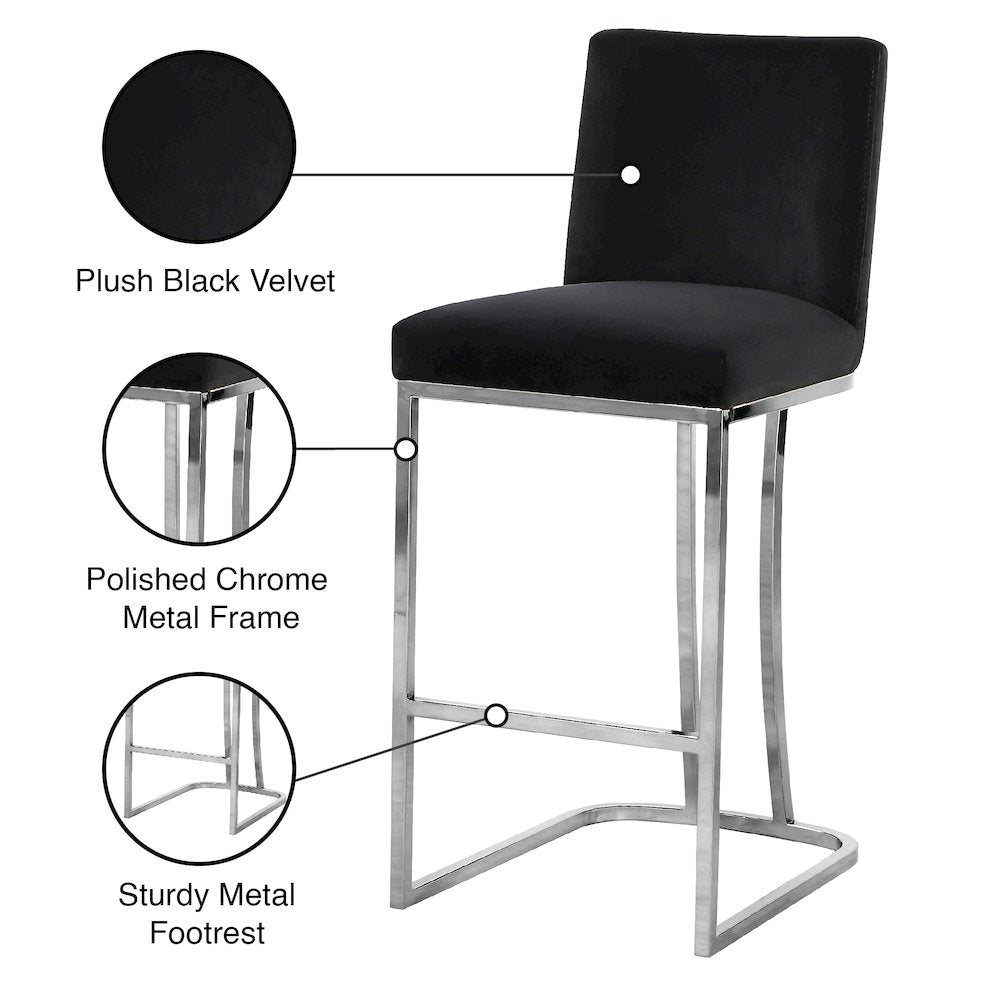 Heidi Black Velvet Stool