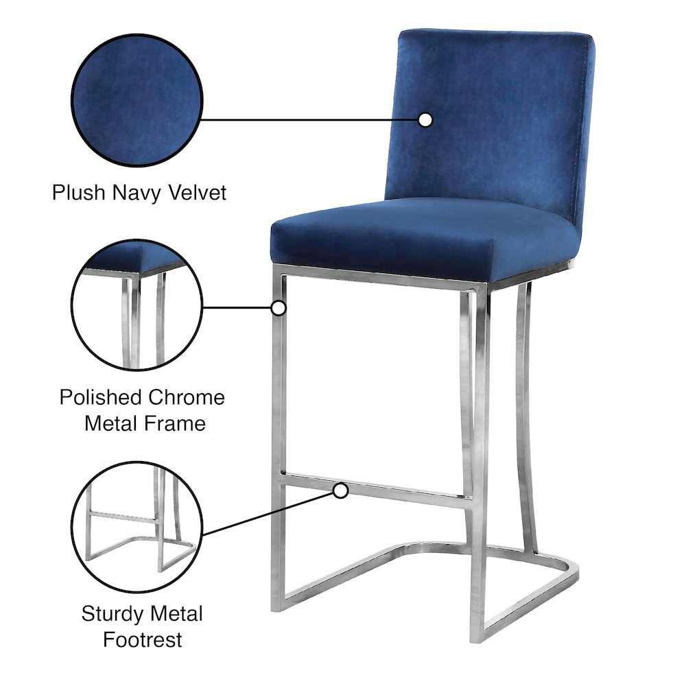 Heidi Navy Velvet Stool