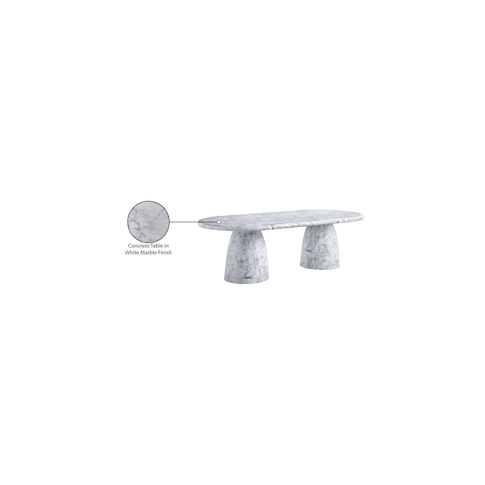 Cosenza White 96" Marble Finish Concrete Dining Table