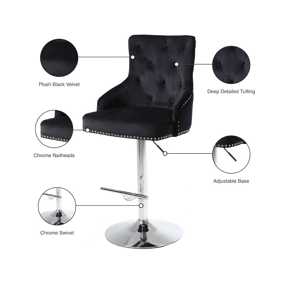 Claude Black Velvet Adjustable Stool