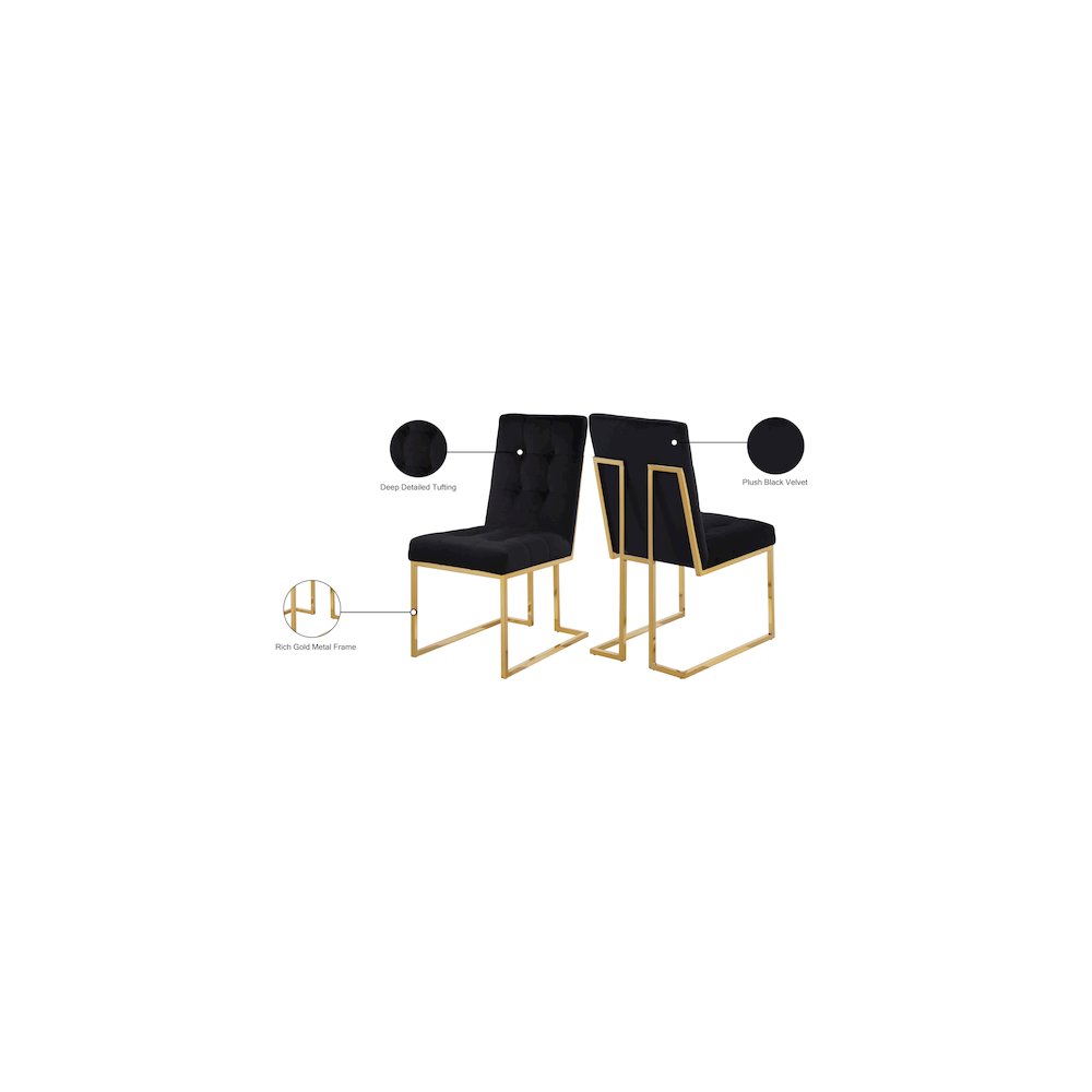 Pierre Black Velvet Dining Chair, Set of 2