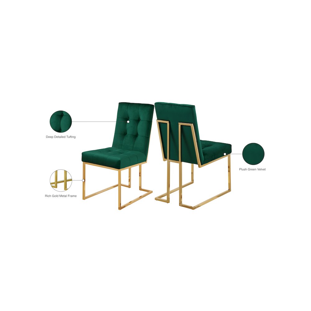 Pierre Green Velvet Dining Chair, Set of 2
