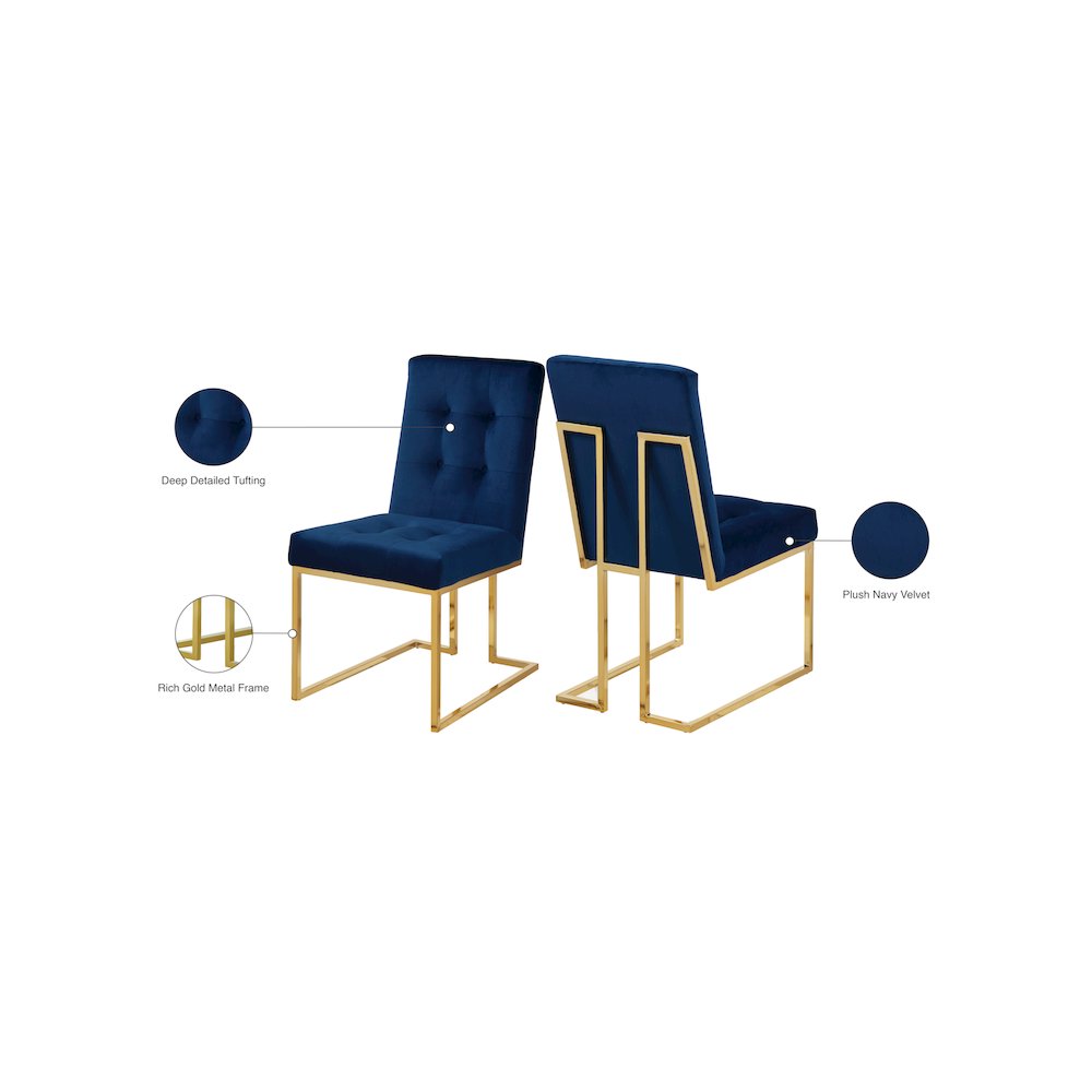 Pierre Navy Velvet Dining Chair, Set of 2
