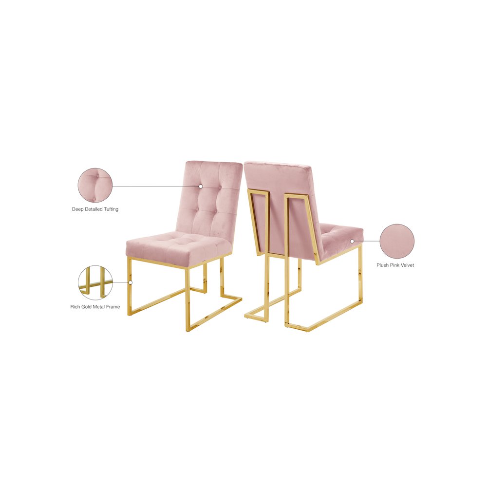 Pierre Pink Velvet Dining Chair, Set of 2