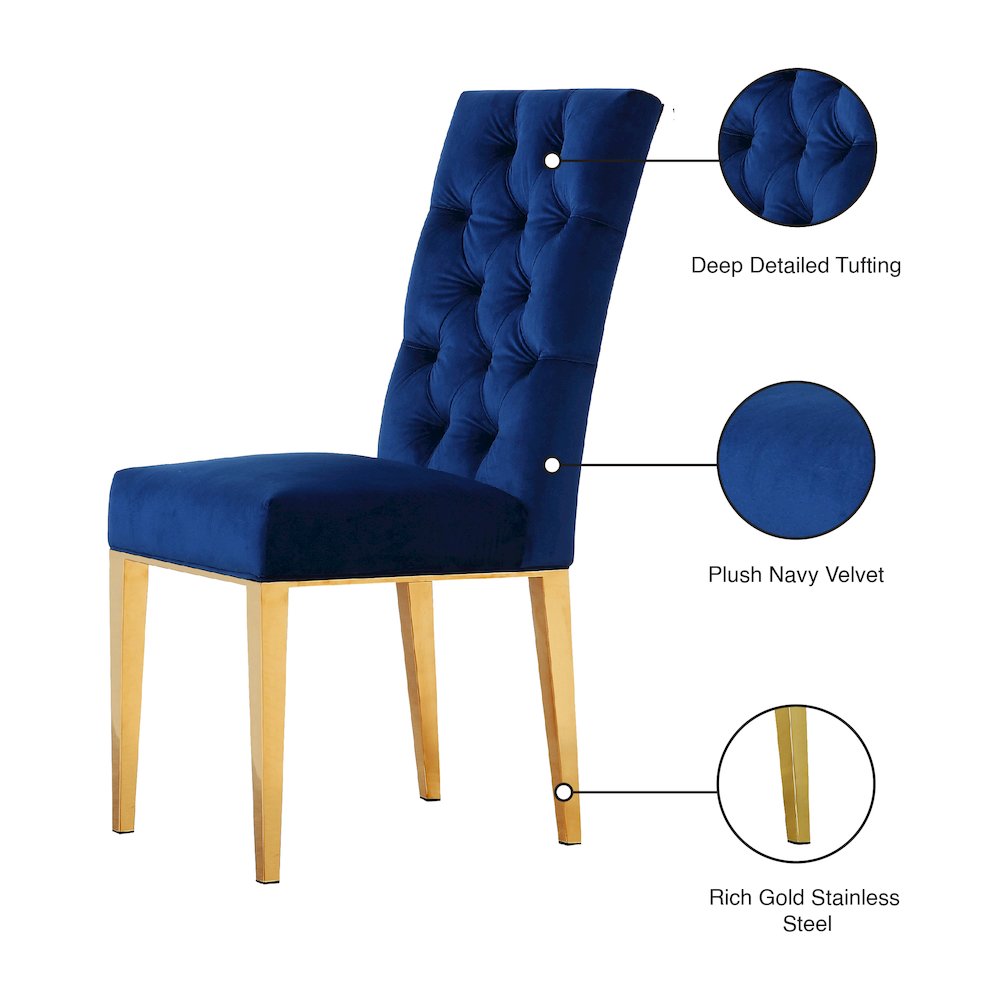 Capri Navy Velvet Dining Chair, Set of 2