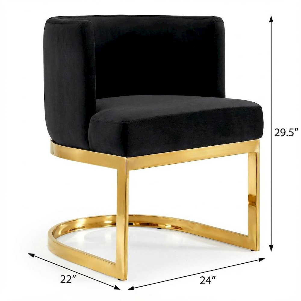 Gold Velvet Dining Chair with Armrests and Contemporary Design