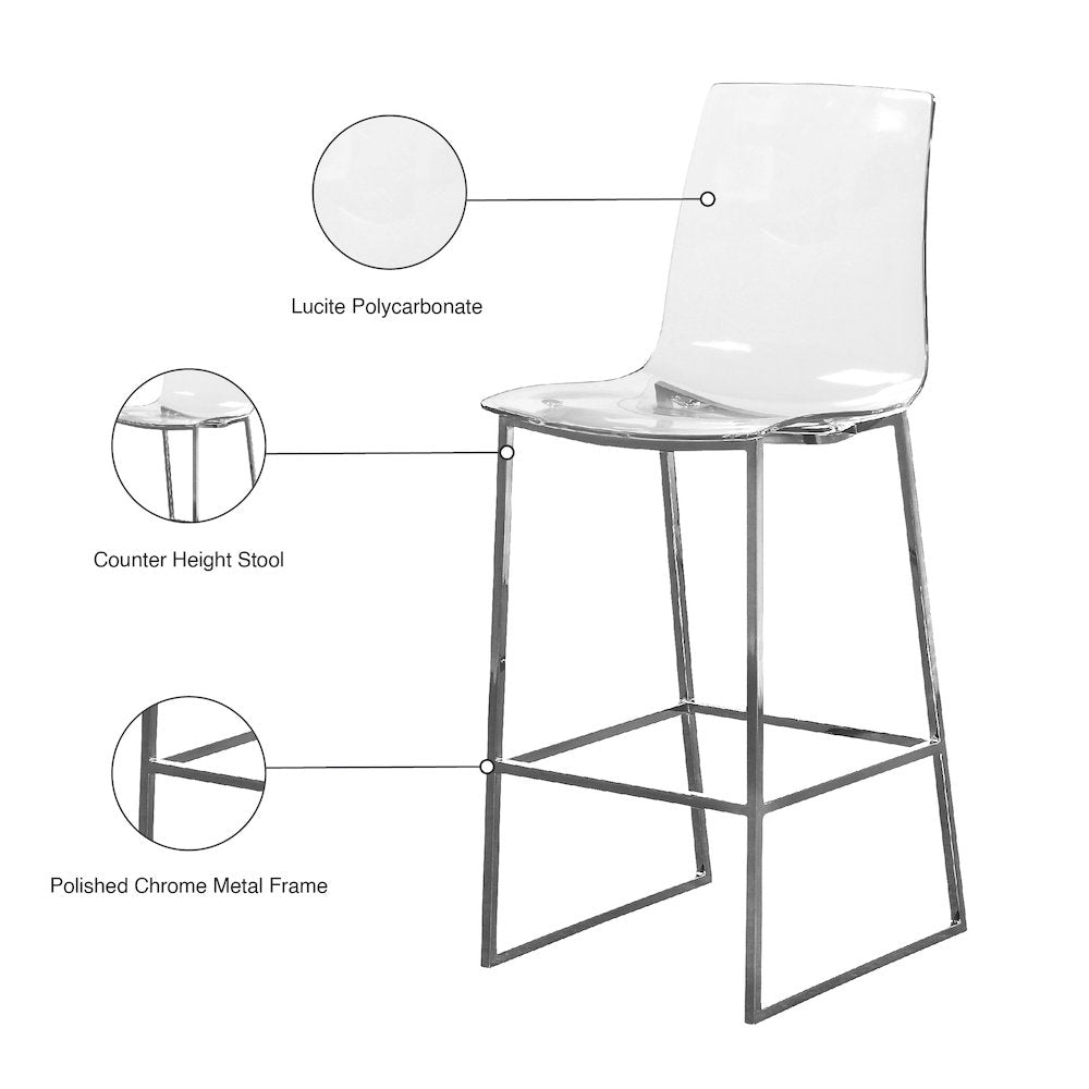 Lumen Chrome Metal/Lucite Polycarbonate Stool