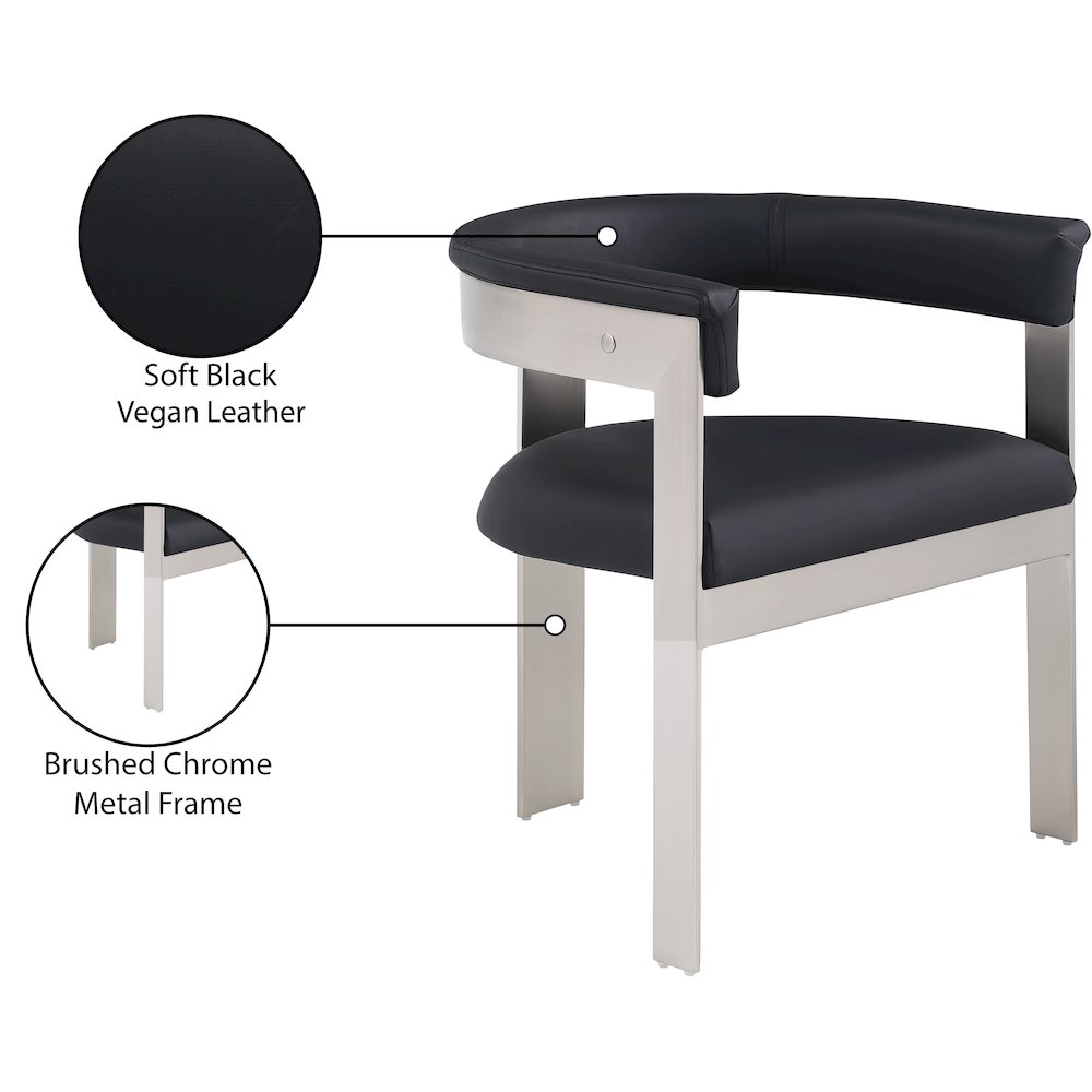 Romeo Black Vegan Leather Dining Chair, Set of 2