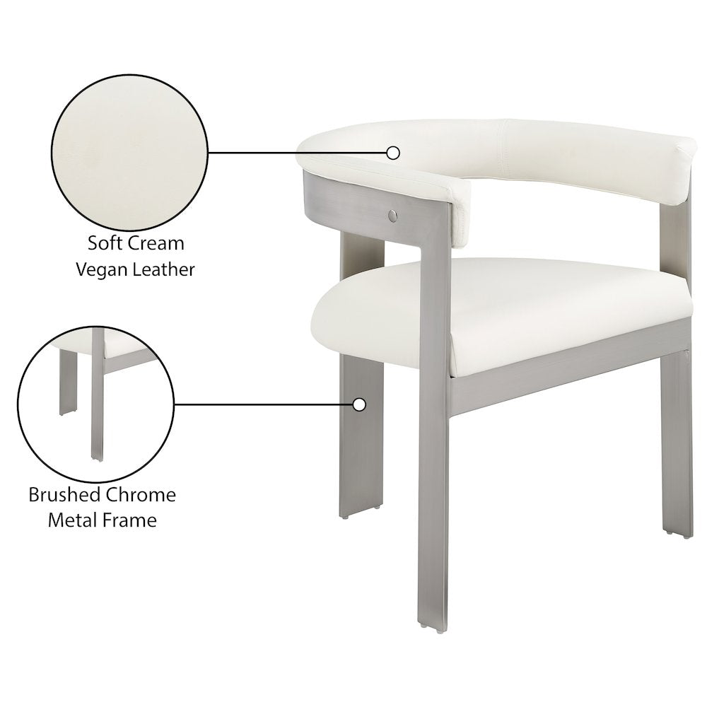 Romeo Cream Vegan Leather Dining Chair, Set of 2