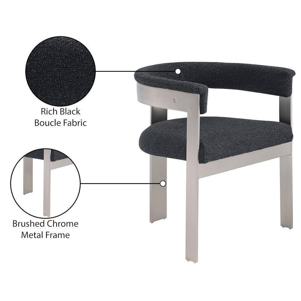 Romeo Black Boucle Fabric Dining Chair, Set of 2