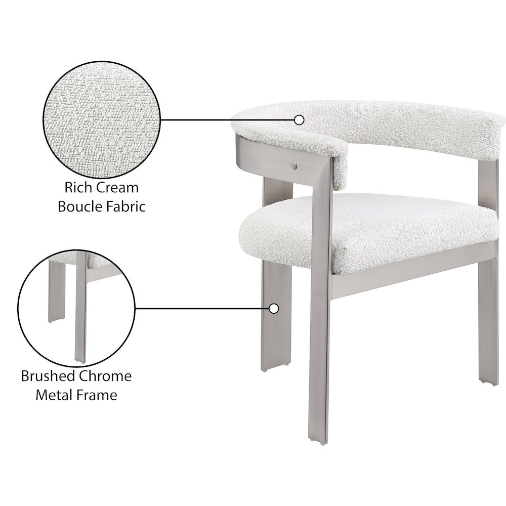 Romeo Cream Boucle Fabric Dining Chair, Set of 2
