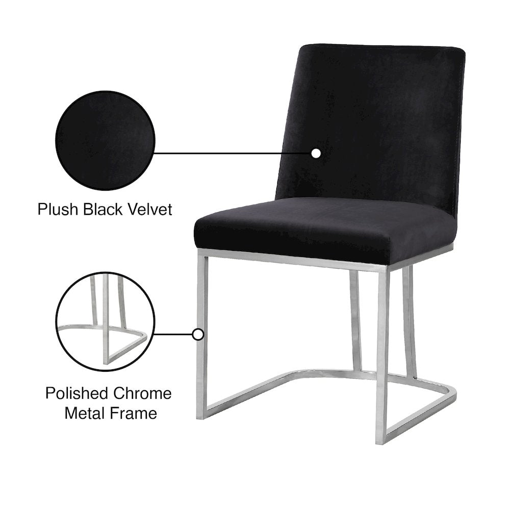 Heidi Black Velvet Dining Chair, Set of 2