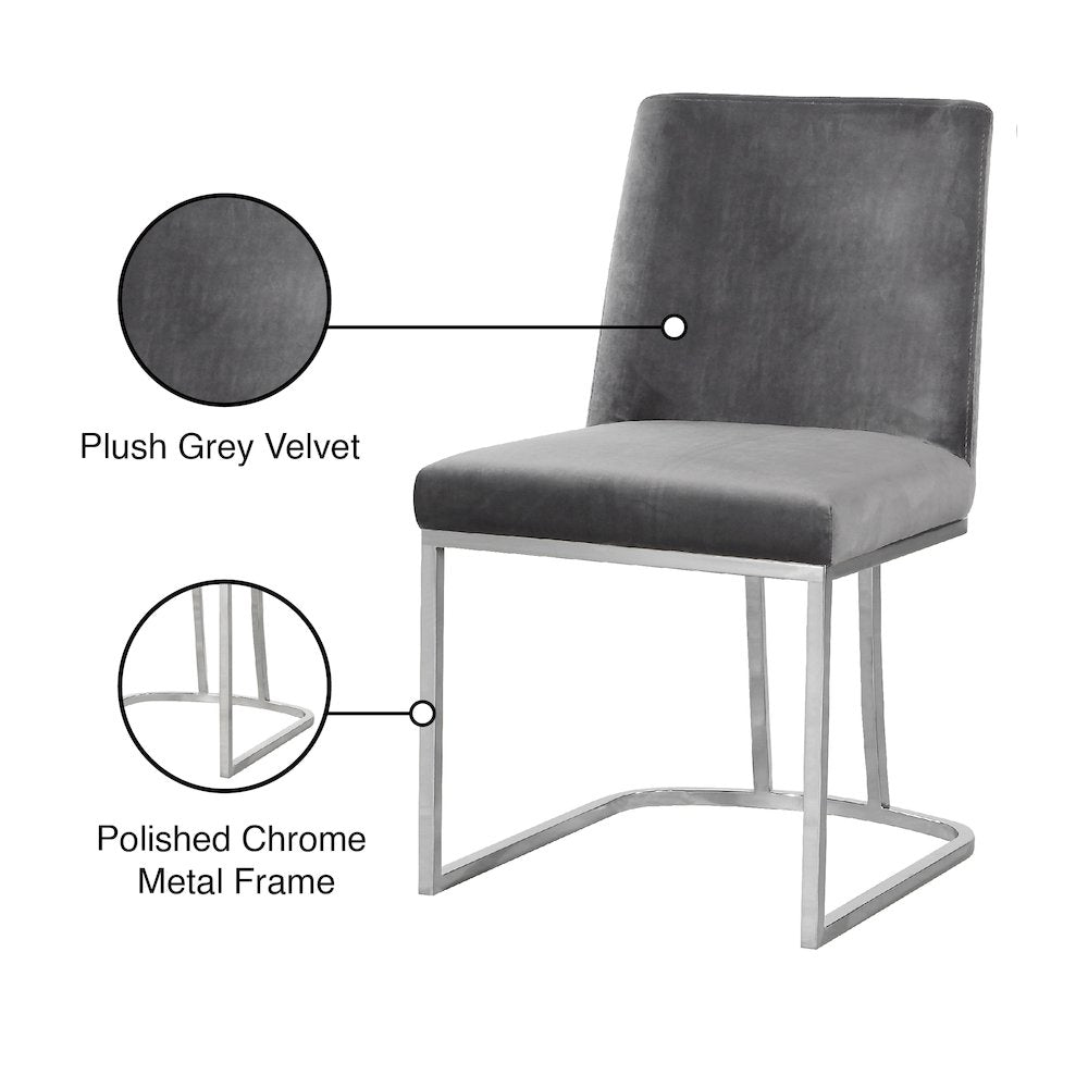 Heidi Grey Velvet Dining Chair, Set of 2
