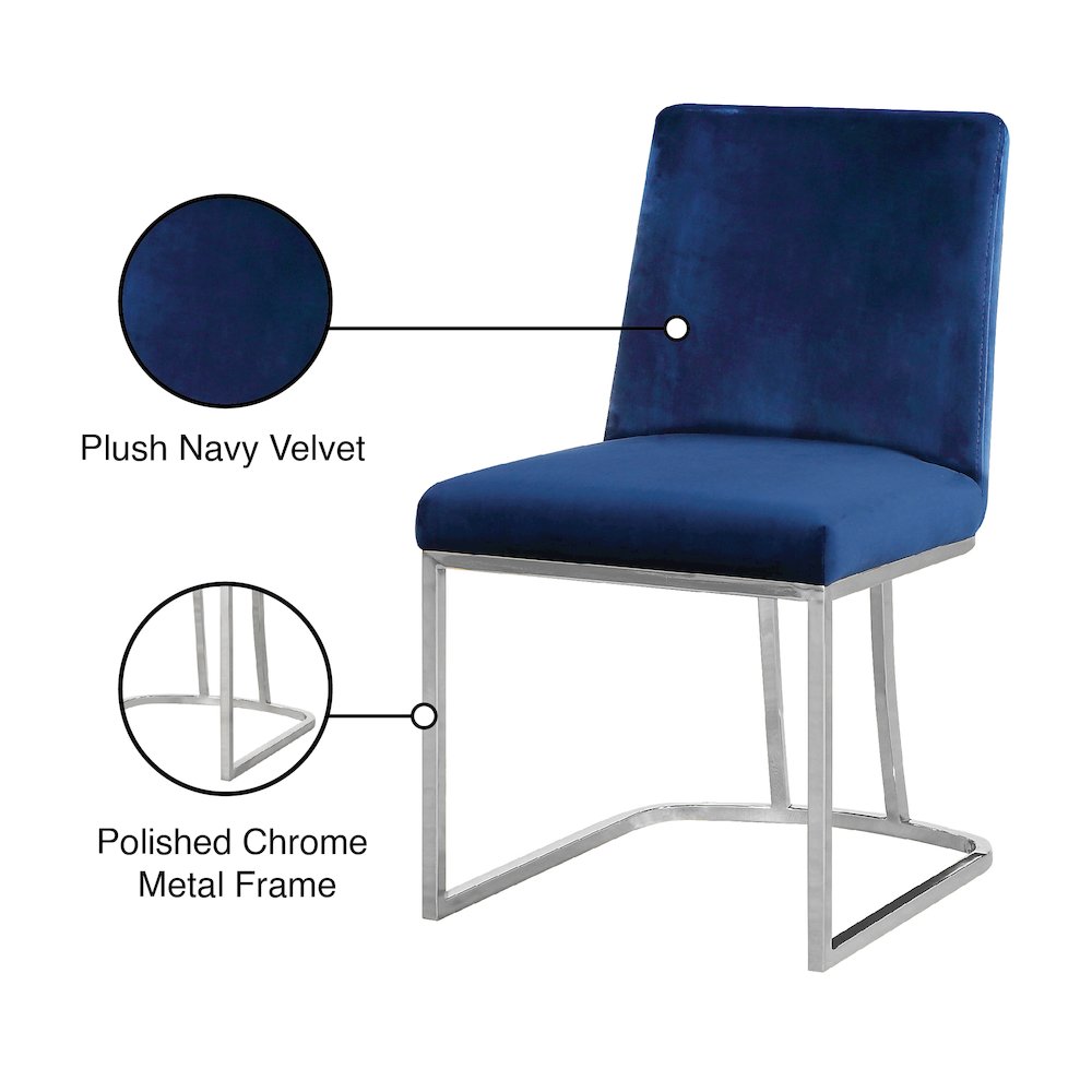 Heidi Navy Velvet Dining Chair, Set of 2