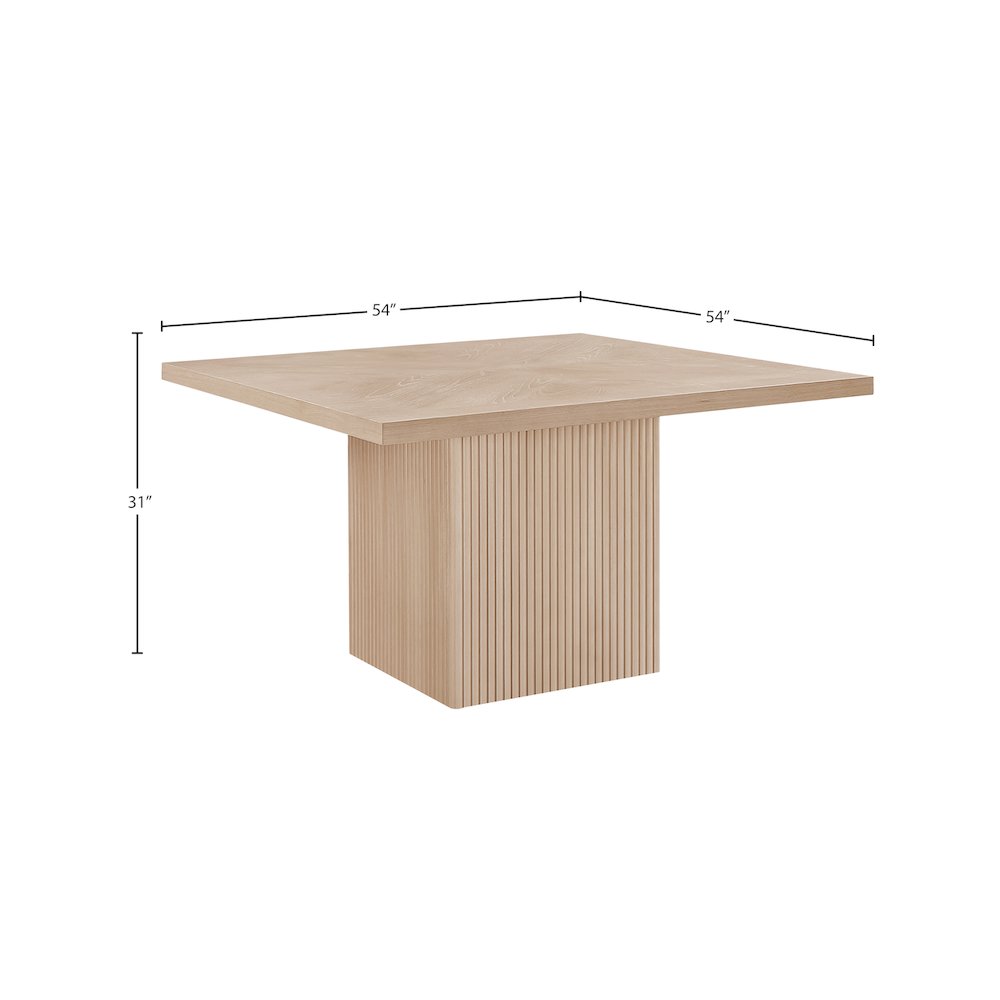 Square Rubberwood Dining Table with Mid-Century Modern Style, Natural Oak Veneer