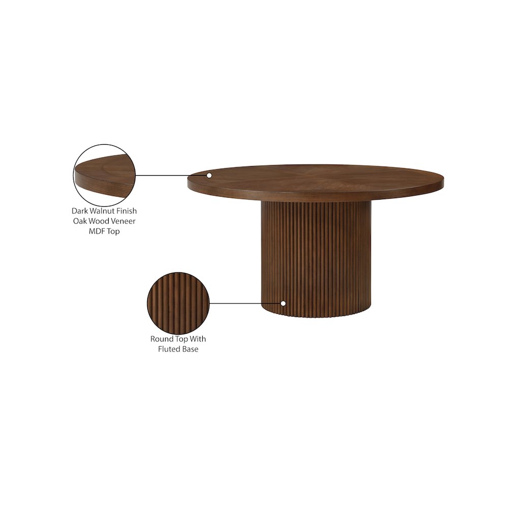 Belinda 60" Brown Solid Wood and Oak Veneer Dining Table