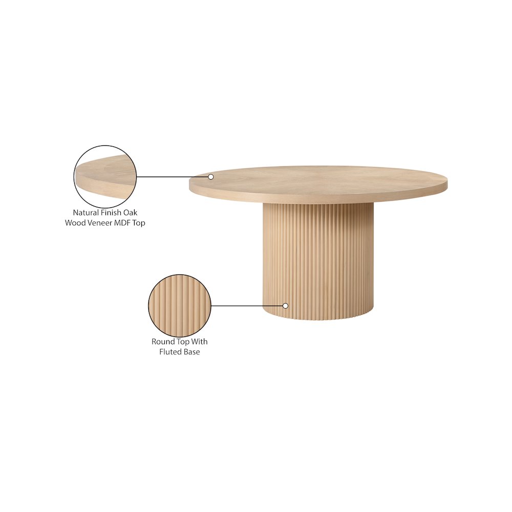 Belinda 60" Natural Solid Wood and Oak Veneer Dining Table