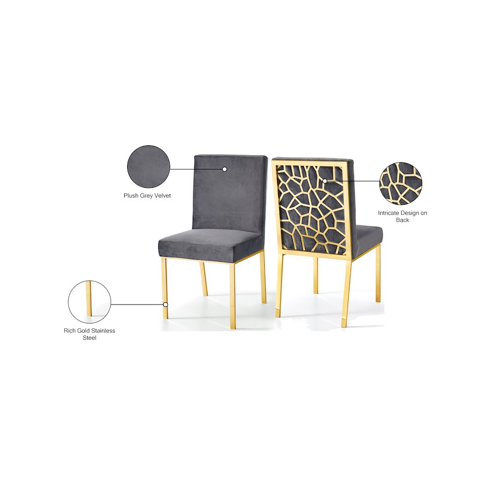 Opal Grey Velvet Dining Chair, Set of 2