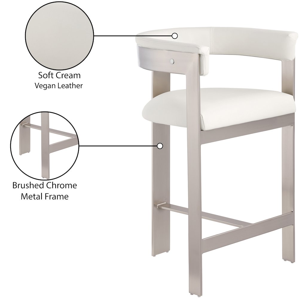 Romeo Cream Vegan Leather Counter Stool, Set of 2