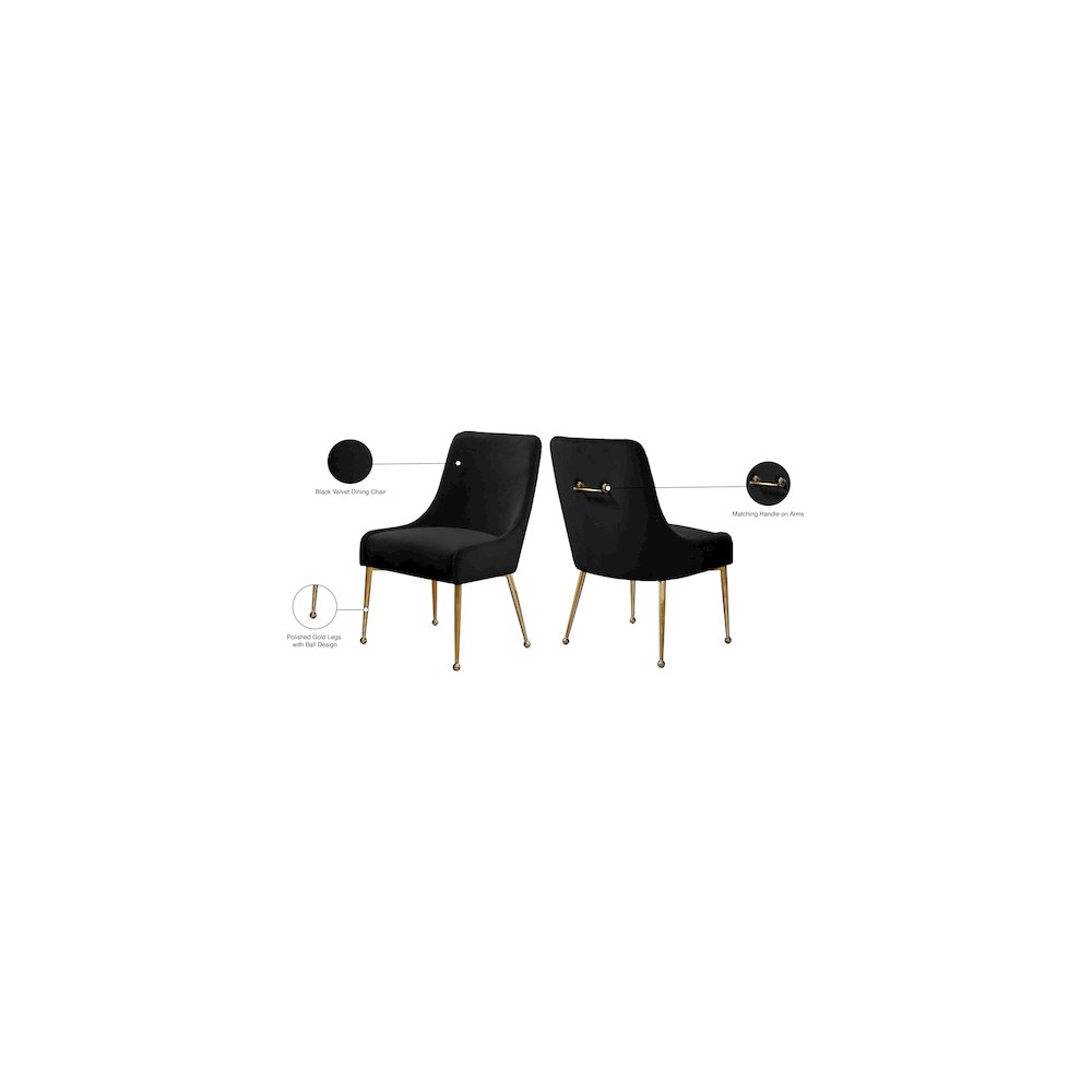 Owen Black Velvet Dining Chair, Set of 2