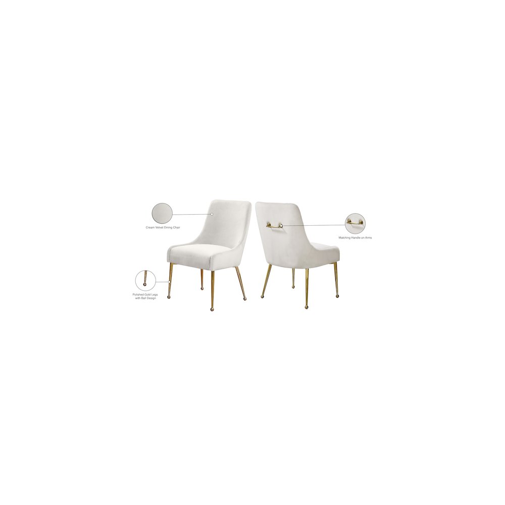 Owen Cream Velvet Dining Chair, Set of 2