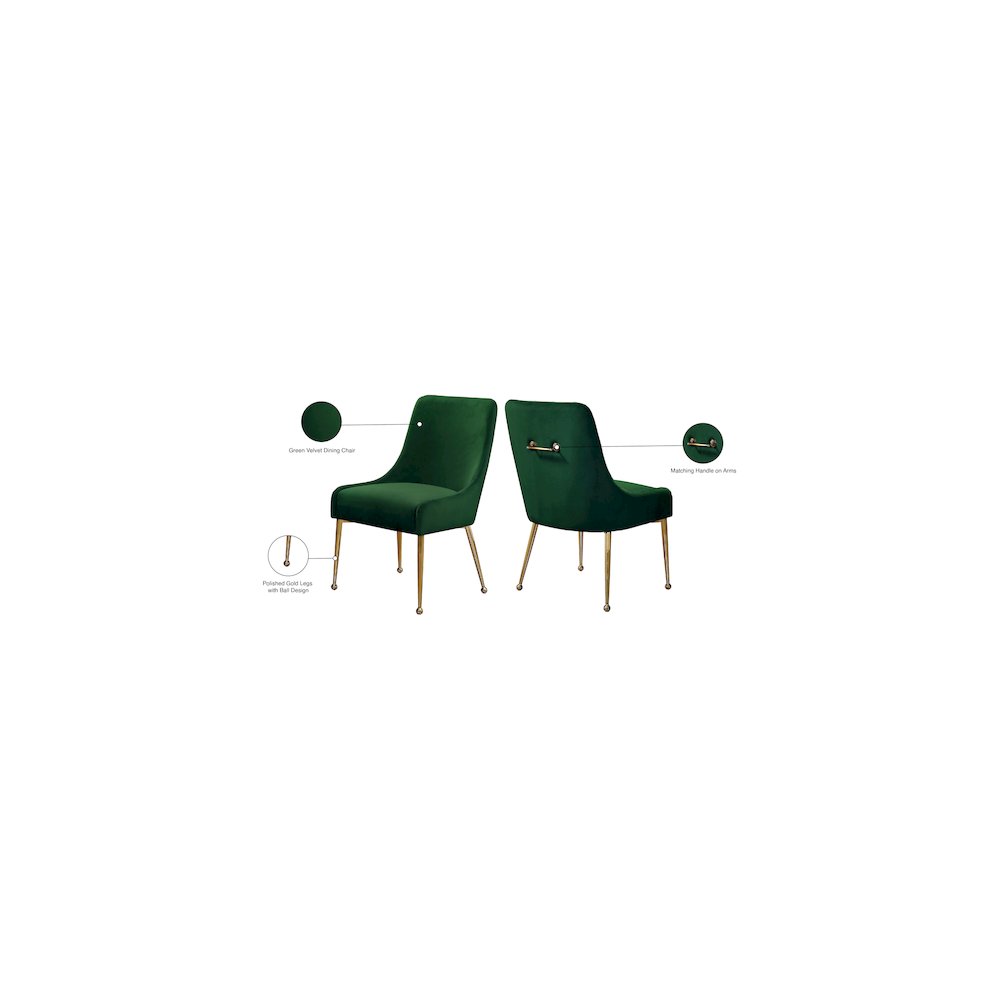 Owen Green Velvet Dining Chair, Set of 2