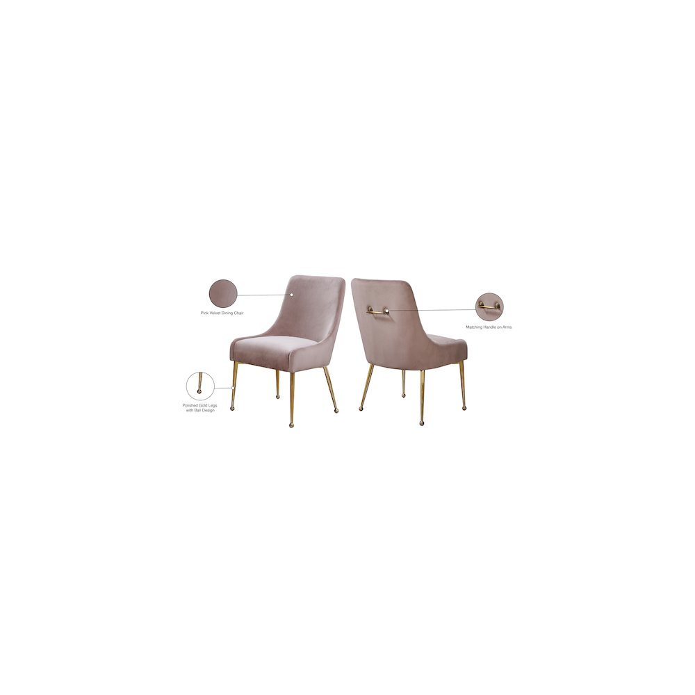 Owen Pink Velvet Dining Chair, Set of 2